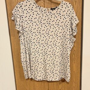 Adrianna Papell Cream and Black Polka Dot Blouse